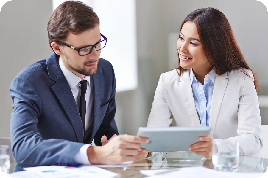 Justice specialists reviewing a case